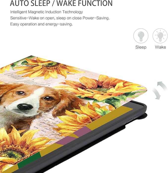 Case for iPad 9th Generation, for iPad 8th Generation Case, case for ipad 7th Generation 10.2 Inch iPad Cases 9th Generation Multi-Angle Viewing Adjustable Stand Auto Wake/Sleep, Dog Cat Sunflowers