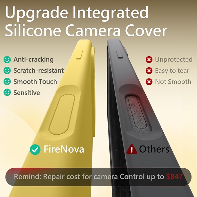 FireNova Magnetic for iPhone 17 Pro Case, Compatible with MagSafe, [Integrated Silicone Camera Control Button] [Camera Protection] Anti-Scratch Microfiber Lining Phone Case, 6.3", Yellow