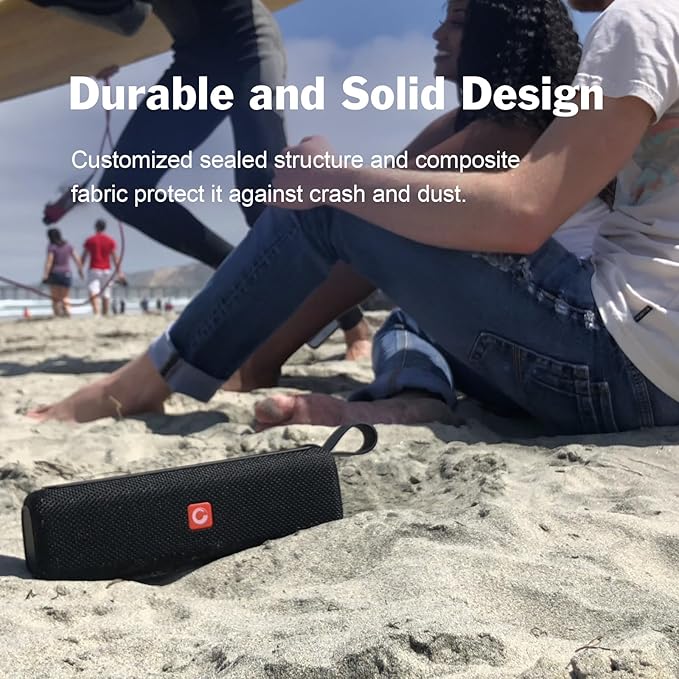 DOSS E-Go II Bluetooth Speaker with 12W Superior Sound, Loud Bass, IPX6 Waterproof, Built-in Mic, 12H Playtime, for Pool, Beach, Outdoor, and Travel