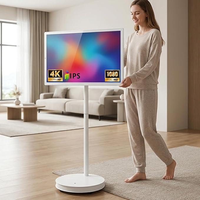 21.5"/24"/27"/32" UHD 1080P/4K Smart Portable TV, 8 GB RAM+128GB, Android 13, Portable Touch Screen Monitor, Larger Battery Up to 6-8hr, Full Swivel Rotation, Remote Control 32" Pro4K