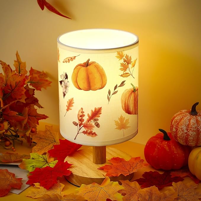 VIHOSE Fall Autumn Bedside Lamp Thanksgiving Pumpkin Table Harvest Lamp Vintage Decorations Lampshade for Table Living Room Dorm Home Office