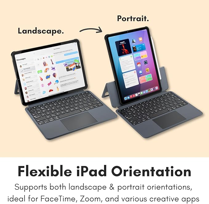 Macally iPad Air 13 Inch Case Keyboard (M3, 2025/M2, 2024) |iPad Pro 12.9 Keyboard Case (5/6th Gen) with Large Trackpad, Multi Angle View Stand Apple Pencil Holder, Backlit, Detachable