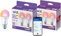 WiZ Connected Smart Light Bulbs, 4-Pack, Full Color A19 60W 800LM E26 LED Lights, Sunset/Sunrise Automation, Smart Bulbs with Motion Detection, Control with Voice or App