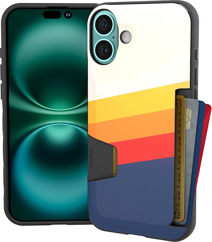 Smartish® iPhone 16 Plus Wallet Case - Wallet Slayer Vol. 1 [Slim + Protective] Credit Card Holder - Drop Tested Hidden Credit Card Slot Cover for Apple iPhone 16 Plus - Striped Up