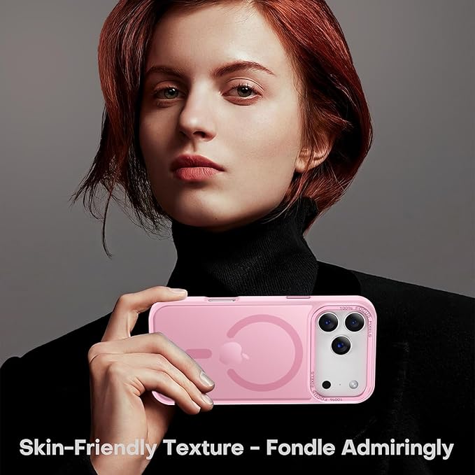 Newfuture Strong Magnetic Compatible with iPhone 17 Pro Max Case [13 FT Military Drop Protection] [Compatible with Magsafe] Translucent Matte Shockproof with Anti-Fingerprint Phone Case, Chalk Pink