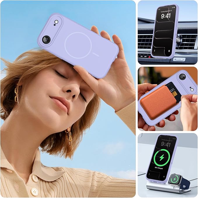 Miracase Magnetic for iPhone Air Case, Compatible with MagSafe, Integrated Silicone Camera Control Cover, 3.0mm Thicken Shockproof Drop Protection Phone Case for 17 Air,Light Purple
