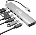 Plugable USB-C Hub 7-in-1, Driverless USB C Hub Compatible with Mac, Windows, Chromebook, USB4, Thunderbolt 4, and More (4K HDMI, 3 USB 3.0, SD & microSD Card Reader, 100W Charging)