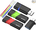 AreTop 16GB Flash Drive 3 Pack with Type C Adapter, Retractable USB 2.0 Thumb Drive Multicolor USB Drive for Date Storage, High Speed Jump Drives with LED Indicator, 16GB 3 Pack (Red, Green, Blue)
