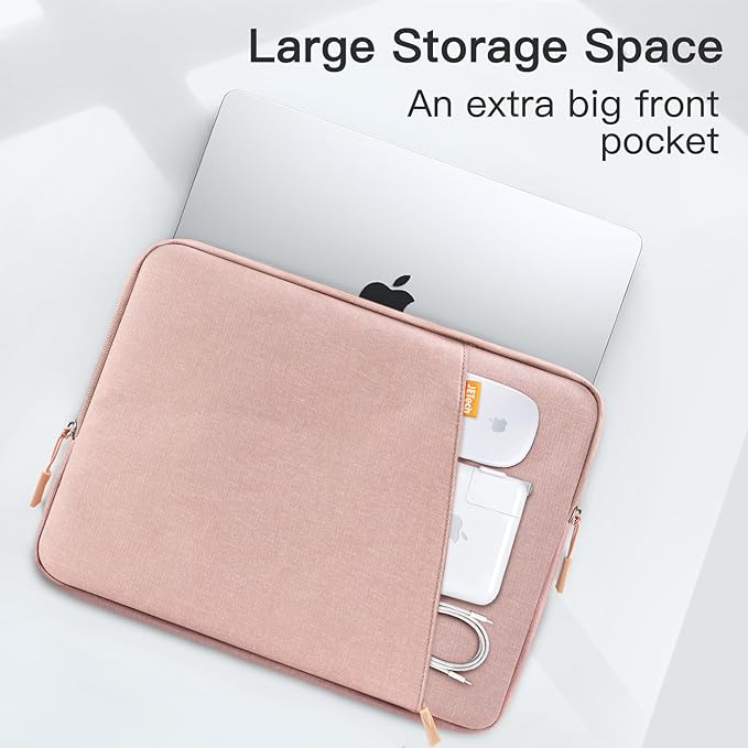 JETech Laptop Sleeve for 13-14Inch MacBook Neo (A18 Pro), MacBook Air/Pro (M1-M5) 2020-2026, 13-13.6 Inch Notebook, Waterproof Shock Resistant Bag Case with Accessory Pocket (Rose Gold)