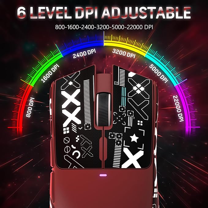 MAGIC-REFINER Attack Shark X11 59g Superlight Wireless Gaming Mouse with Grip Tape, RGB Charging Dock，BT/2.4G Wireless/Wired Pc Mouse, 22000 DPI,5 Programmable Buttons for Pc/Mac(Red)