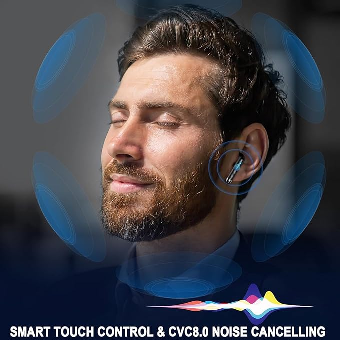 Wireless Bluetooth 5.4 Earbuds, Ear Buds LED Power Display Headphones 6D Stereo, Bluetooth Earbuds in-Ear Noise Cancelling Mic, 40H Playback Mini Case IP7 Waterproof Sports Earphones for Android iOS