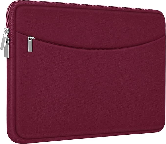 Laptop Sleeve 15.6 inch, Shockproof Protective Laptop Cover Briefcase Carrying Bag with Accessory Pocket, Portable Computer Case Compatible with MacBook, HP, Dell, Lenovo, Asus, Wine Red