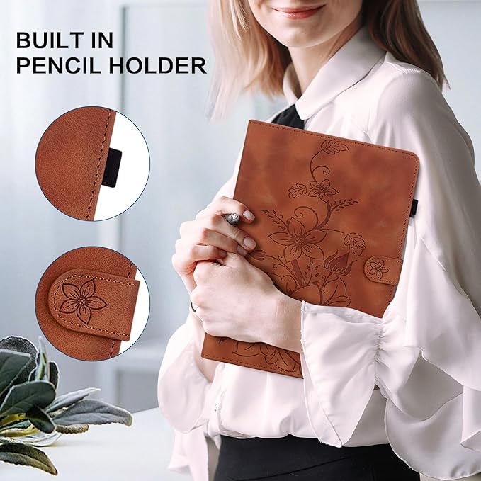 Case for iPad (A16) 11th Generation 11 Inch 2025, iPad 10th Generation 10.9 inch 2022 Case, Auto Wake/Sleep Supports Pencil Holder Magnetic Clasp Stand Cover, Brown