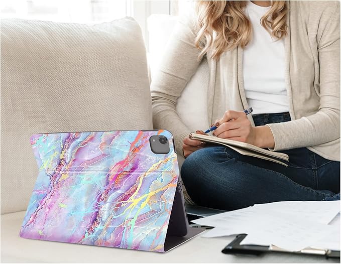 iPad Air 11 Inch Case M3/M2 (2025/2024), Case for iPad Air 5th/4th Generation 10.9 Inch, case for iPad air 11-inch Kids Women Men Multi-Angle View Adjustable Stand Auto Wake/Sleep,Holographic Marble