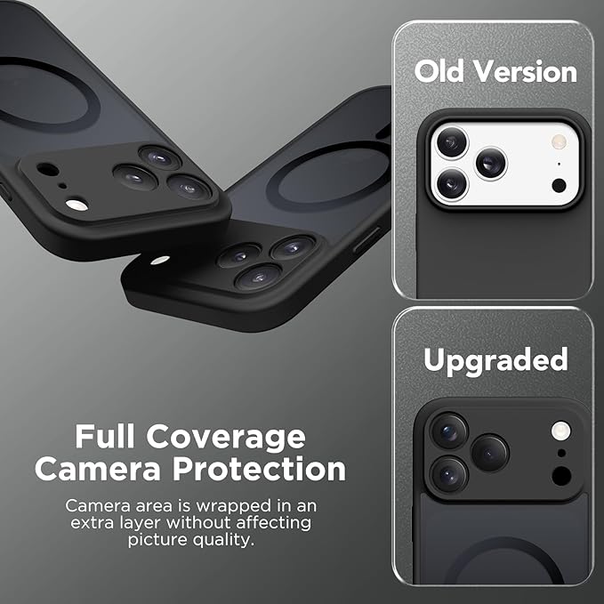 CAPRARO Magnetic for iPhone 17 Pro Max Case, Upgraded [Full Camera Protection] [Compatible with MagSafe] Protective Translucent Matte Women Girl Phone Case Cover, Black