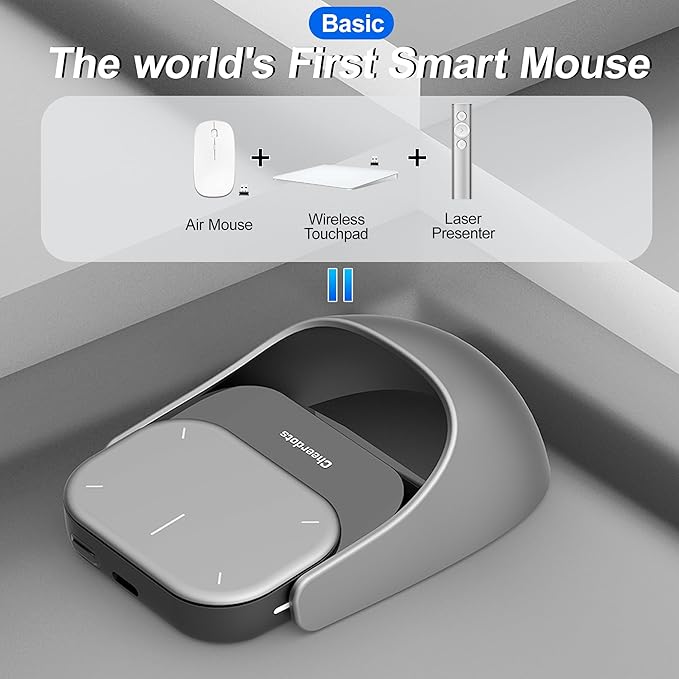 Wireless AI Mouse - 3 in 1 Detachable Computer Mouse, Presenter Presentation Pointers Remote with Laser, Ultra-Lightweight, Compatible with PC/Mac/Laptop (No ChatGPT, No Recording, Silver)