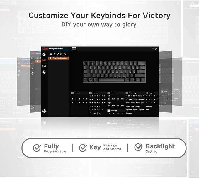 RK ROYAL KLUDGE RK61 Wireless 60% Triple Mode BT5.0/2.4G/USB-C Mechanical Keyboard, 61 Keys, Compact Gaming Keyboard w/Software (Hot Swappable Brown Switch, White)