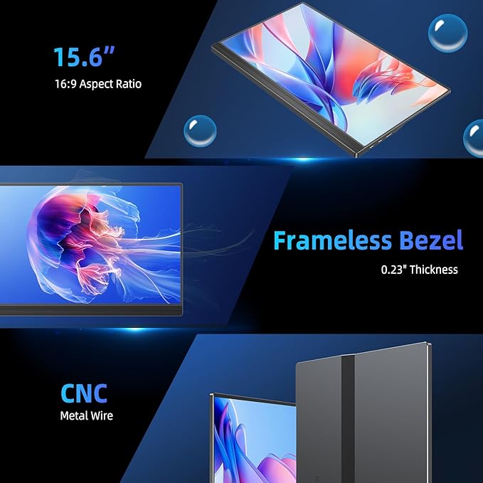 UPERFECT Portable Monitor 4K 15.6" QLED| 400 Nits Laptop Monitor | 3840 * 2160 UHD 100% AdobeRGB | 1MS FreeSync | USB-C & MINI HDMI | VESA & Stand | Travel Second Screen for Computer, Game Consoles
