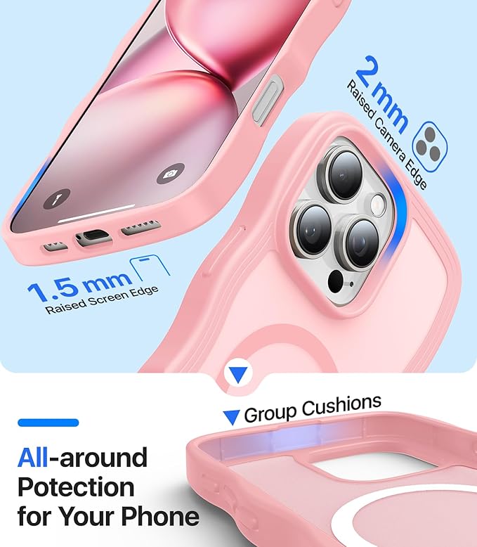 Magnetic for iPhone 16 Pro Case,[Compatible with MagSafe][Military-Grade Drop Protection][Anti-Yellowing] Shockproof Protective Translucent Matte Cover for iPhone 16 Pro Phone Case,Peach Pink