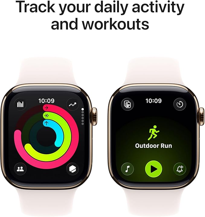 Apple Watch Series 11 [GPS + Cellular 42mm] Smartwatch with Gold Titanium Case with Light Blush Sport Band - S/M. Sleep Score, Fitness Tracker, Health Monitoring with AppleCare+ (2 Years)