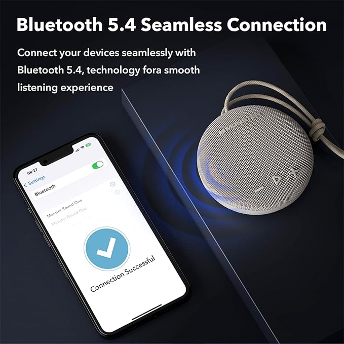 Monster Bluetooth Speaker, IPX8 Shower Speaker Waterproof, Bluetooth 5.4 with Loud HD Sound and Robust Bass, Extra Long Playtime Punchy, for Home, Beaches Portable Wireless Outdoor Speakers