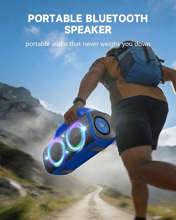 IPX67 Waterproof Bluetooth Speaker:80W(Peak) Loud Outdoor Portable Wireless Party Speakers with LED Lights,20H Playtime,Bluetooth 5.3,Deep Bass & TWS for Pool,Beach