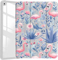 JOYLAND Elegant Flamingo Case for iPad Pro 11" 4th/3rd/2nd/1st Generation (2022/2021/2020/2018), Girly Clear Acrylic Hard Back Grey Case with Pencil Holder Trifold Stand Tablet Cover