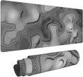 3D Topographic Map Mouse Pad Grey White Gaming Mouse Pad XL Desk Mat Large Desk Pad Non-Slip Rubber Base Keyboard Mouse Mat with Stitched Edges for Home Office Work