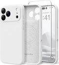 Magnetic for iPhone 17 Pro Case, Compatible with MagSafe, [Full Camera Protection][Screen Protector] Silicone Shockproof Protective Phone Case for iPhone 17 Pro 6.3", White