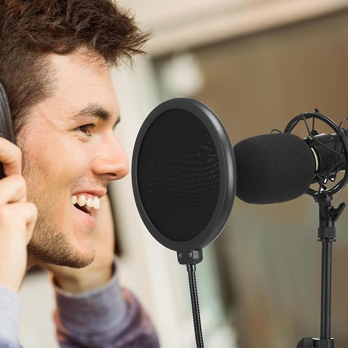 Sherr 2 Pack XLR Condenser Microphone Professional Studio Cardioid Microphone Kit Include Cardioid Mics Shock Stand Windproof Cotton Blowout Net Metal Stand Male Female Cable for Podcasting Record