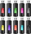 RAOYI 10Pcs 8GB USB Flash Drives Slide Retractable Memory Stick Bulk USB 2.0 Thumb Drive Jump Drive Zip Drive USB Sticks Data Storage Backup for PC Mac (8G, 10 Mixed Color)