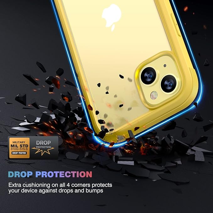 Diaclara Designed for iPhone 14 Case, Full Body Rugged Case with Built-in Touch Sensitive Anti-Scratch Screen Protector, with Camera Lens Protector for iPhone 14 6.1" (Lemon Yellow)