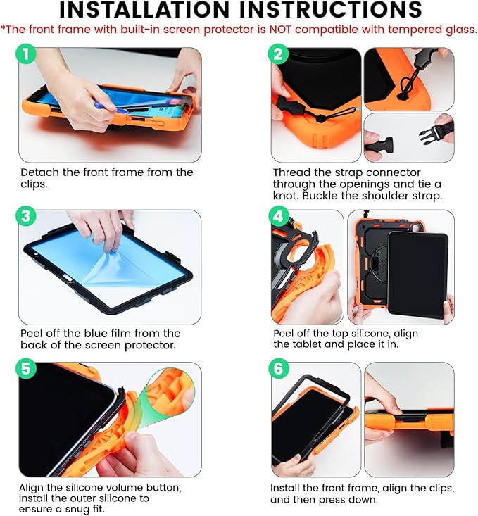 SEYMAC for iPad Pro 11 Inch Case M5 2025 / M4 2024, Heavy Duty Shockproof Protective Case with Screen Protector, 360° Rotating Stand, Hand/Shoulder Strap and Pen Holder, Red