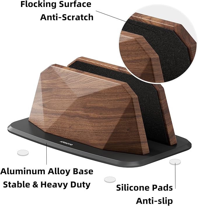 AFOOYO Vertical Laptop Stand - Walnut Adjustable Laptop Holder,Desktop Dock Compatible with All MacBook, Surface,Chromebook,Dell & More(Walnut)