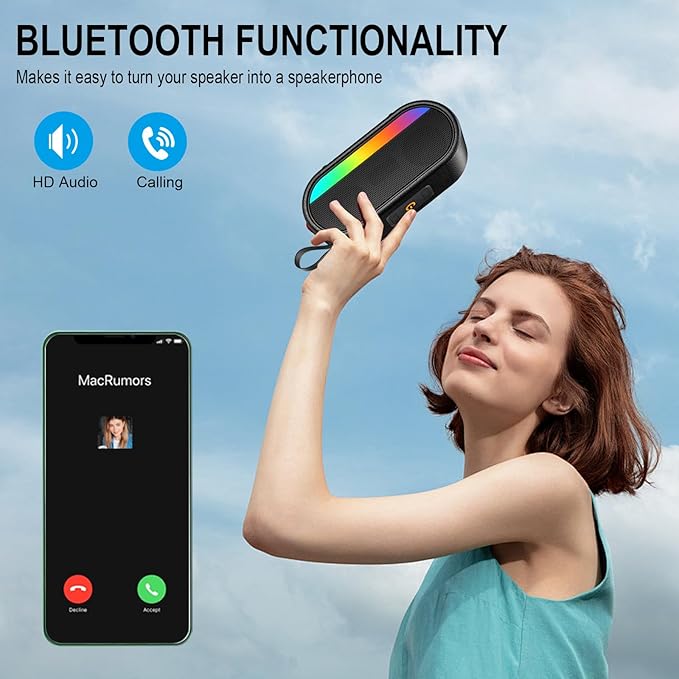 Bluetooth Speaker with 24W Dual Speaker, HD Loud Sound, Portable Outdoor Wireless Punchy Bass, Bluetooth 5.3, 10H Playtime Built-in Mics, Ultra Wireless Speaker IPX6 Waterproof for /Party/Beach/Home