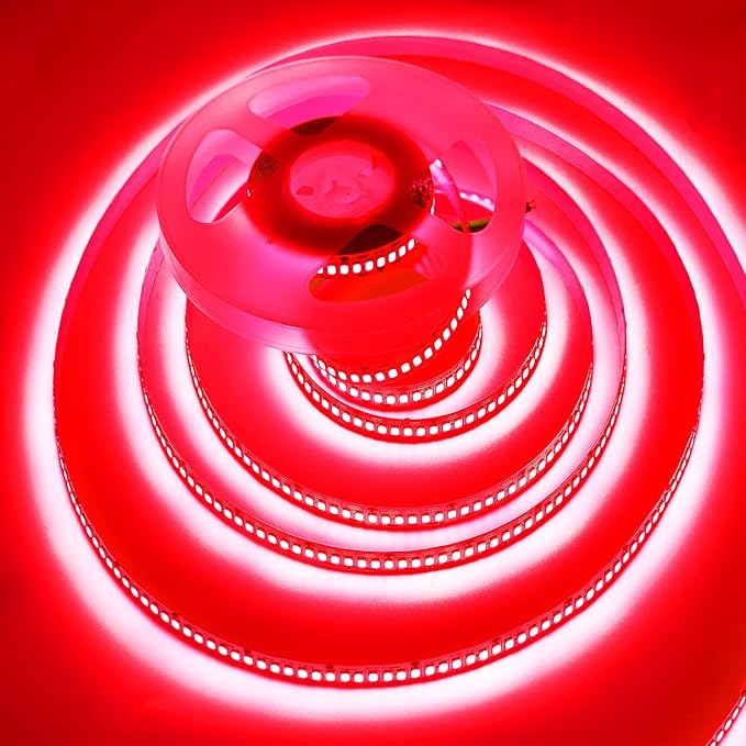 SUYOOULIN LED Strip Lights, SMD 2835 LED Strip, DC12V 1200LEDs 16.4Ft 26000LM High Density LED Light Strips Tube Waterproof IP67, 3 Times Brightness Than SMD3528 LED Strip, Red