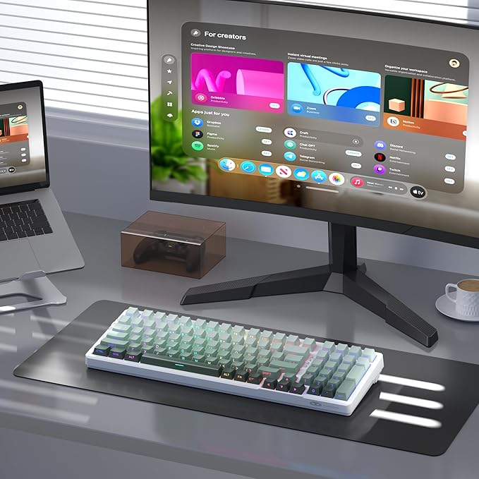 MageGee LIGHT100 Wireless Creamy Keyboard, Gasket Structure Hot Swappable, 2.4G/USB-C/BT5.0 RGB Backlit Mechanical Gaming Keyboard for Win/Mac/PC, 8000mAh Battery, Side Printed PBT Keycap, Green