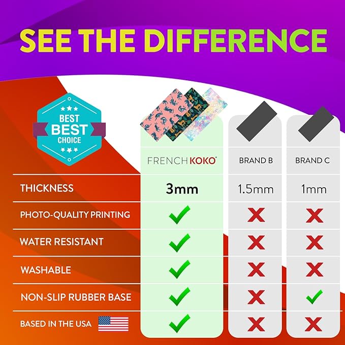 French KOKO Large Desk Mat 36" x 16.5" – Colorful Striped Extended Mouse Pad for Keyboard & Mouse – Non-Slip Waterproof Desk Protector Aesthetic Office Pad for Women & Teens