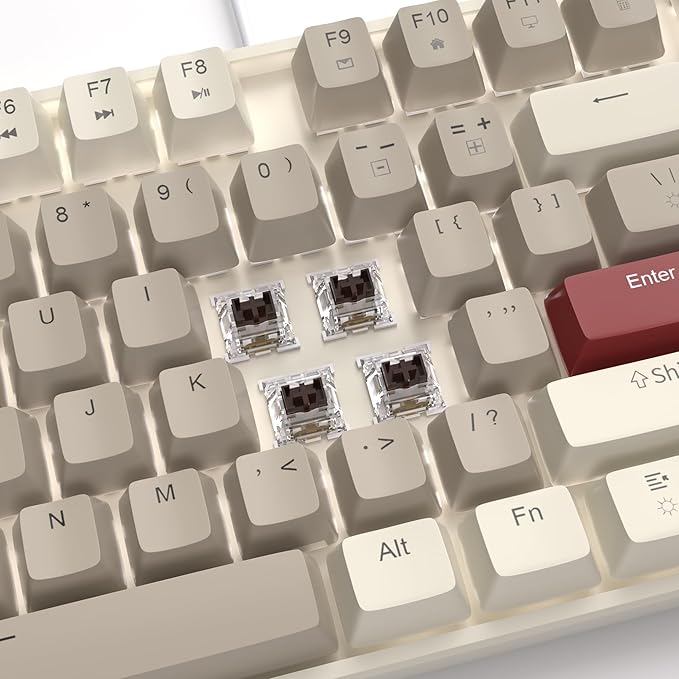 MageGee 75% Mechanical Gaming Keyboard, Brown Switch, LED White Backlit, 87 Keys Compact TKL Wired Computer Keyboards for Windows Laptop PC Gamer - Retro Grey/White