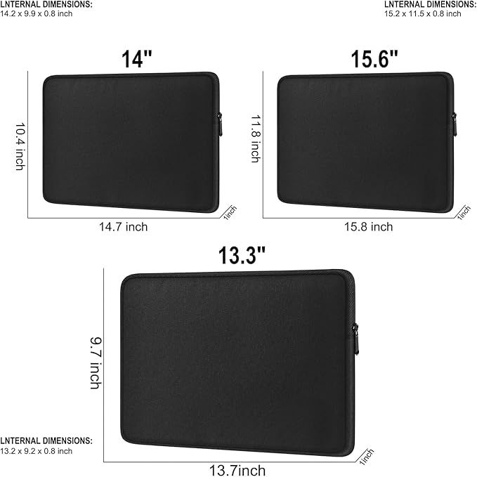 Laptop Case 13.3 inch, Shockproof Protective Traveling Computer Sleeve 14 Inch, Water Resistant Portable Laptop Carrying Bag Compatible for MacBook Air Pro, Lenovo, HP, Dell, Asus, Black