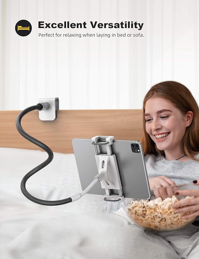 Lamicall Gooseneck Tablet Holder Mount : Flexible Arm Clip Tablet Stand for Bed, Desk Mount Gifts, Compatible with iPad Pro 11", Mini Air, Galaxy Tabs More 4.7 to 10.5" Phones and Tablets