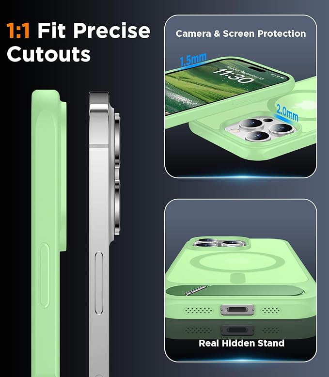 Magnetic Compatible with iPhone 14 Pro Case, [Built-in Invisible Kickstand][Compatible with MagSafe] [Military Grade Shockproof] Slim Translucent Matte Phone Case for iPhone 14 Pro 6.1"