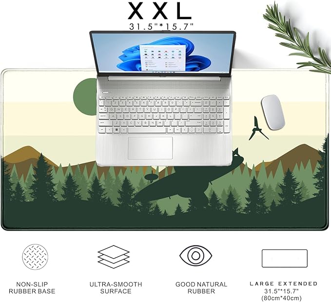 Spaceship XXL Large Gaming Mouse Pad Desk Mat Pad Non-Slip Rubber Base Desk Matt for Desktop Big Full Mousepad Computer Keyboard and Mouse Mat Extended Mouse Pad 31.5x15.7In