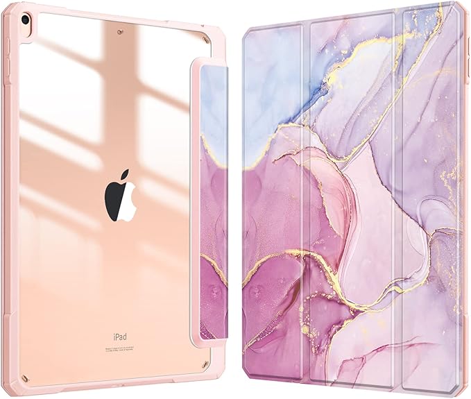 Fintie Hybrid Slim Case for iPad Air 3rd Generation 10.5" 2019 / iPad Pro 10.5 Inch 2017 - [Built-in Pencil Holder] Shockproof Cover with Clear Transparent Back Shell (Dreamy Marble)