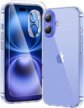 toushion 3 in 1 for iPhone 16 Case Clear,[Yellowing-Resistant Acrylic Back] Screen Protector *1 & Camera Lens Protector*1, Shockproof for iPhone 16 Phone Case 6.1 inch Clear