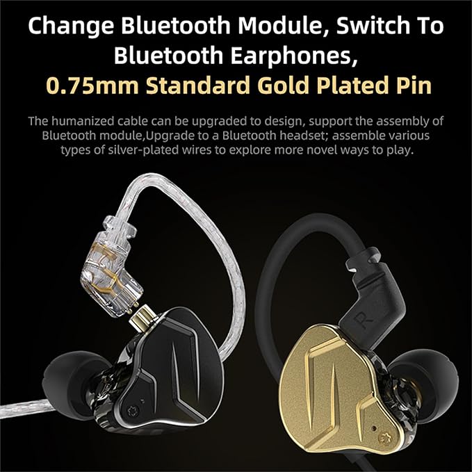 KZ ZSN PRO X in Ear Monitor Headphones Gaming Earbuds, High Fidelity Wired Earbuds, Hybrid Dual Driver IEMS Earphones with 1BA 1DD Detachable Tangle-Free Cable for Computer Tablet (Gold, Without Mic)