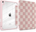 Case for iPad Air 13 inch 2026 M4 2025 M3 2024 M2 Release with Pencil Holder - Aesthetic Cute Preppy Design Trifold Cover with Soft TPU Bumper Clear Back Auto Sleep for Girls Women, Lattice