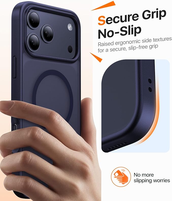 Magnetic for iPhone 17 Pro Case,[Anti-Slip][Compatible with MagSafe][Military Grade Drop Protection] Shockproof Protective Translucent Matte Phone Case for iPhone 17 Pro Case,Titanium Blue