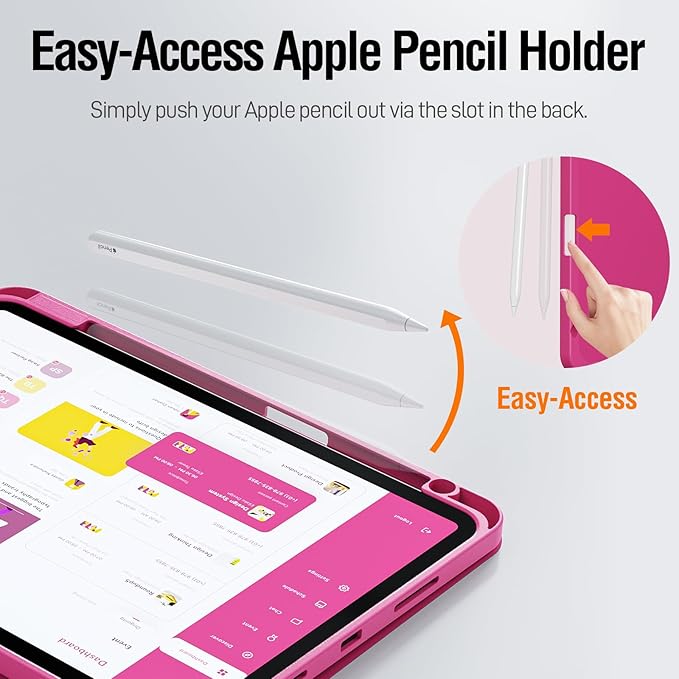 ZOVEEK iPad Pro 11 Inch Case 4th/3rd/2nd/1st Generation (2022/2021/2020/2018) with Pencil Holder, Magnetic Smart Cover with Stand, Supports 2nd Gen Pencil Charging, Auto Wake/Sleep (Rose Pink)