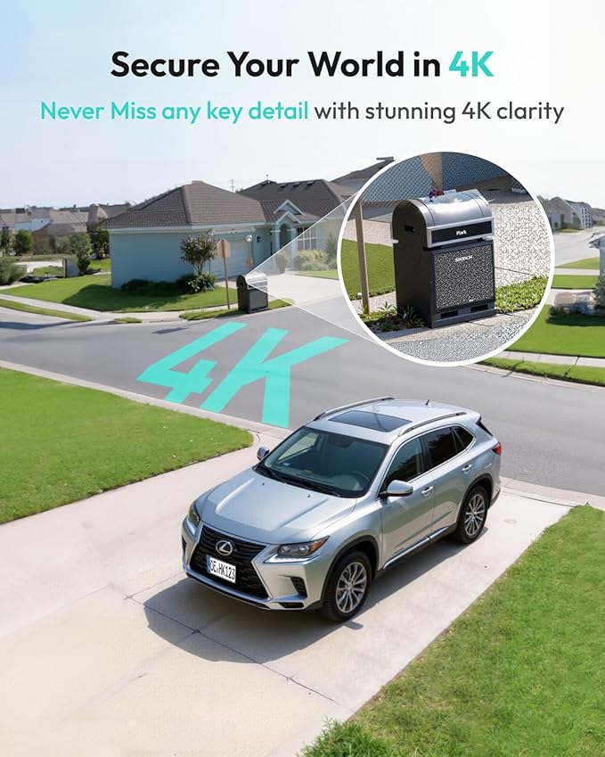 BOTSLAB 4K Security Cameras Wireless Outdoor, Add-On Camera Must Be Connected to Base Station and Cannot Be Used Independently, Solar Outdoor Camera, No Subscription,AI Recognition,360° PT,2.4GHz WiFi